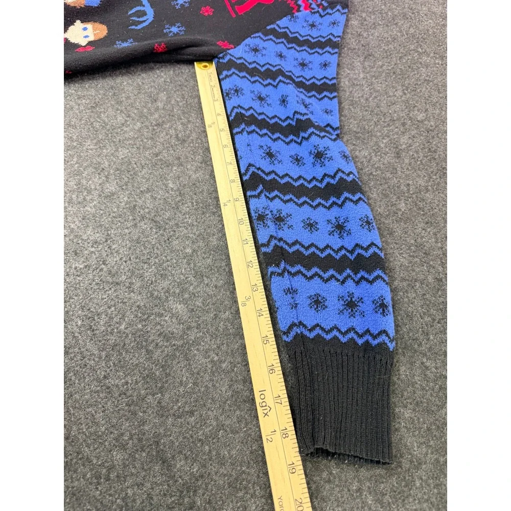 Stranger Things Holiday Sweater Medium Black Blue Demogorgon Fair Isle Knit